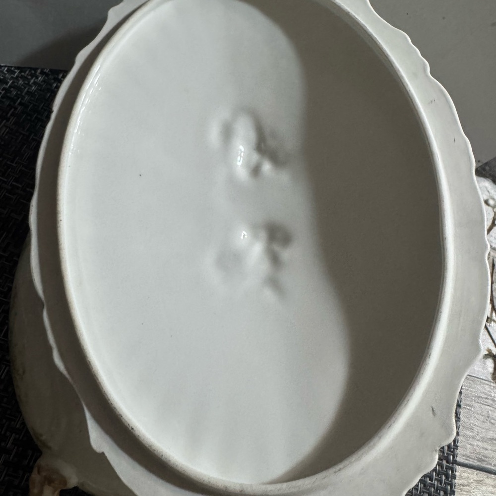 Vintage Elite Works Limoges France Covered Dish Vegetable Serving Green Floral - Picture 12 of 15